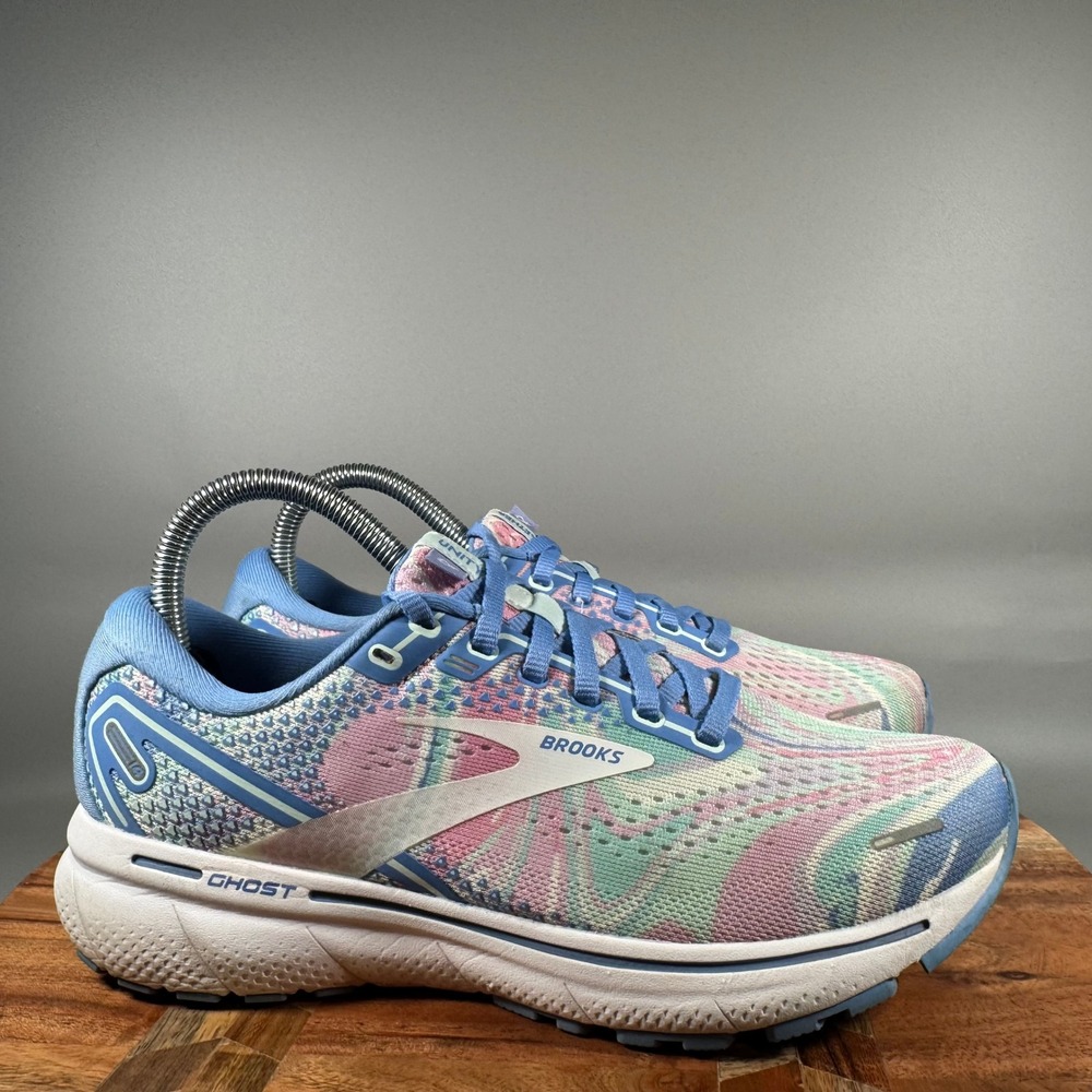 Brooks Ghost 14 Women 7.5 Blue Pink Multi Running Shoes 1203561B411